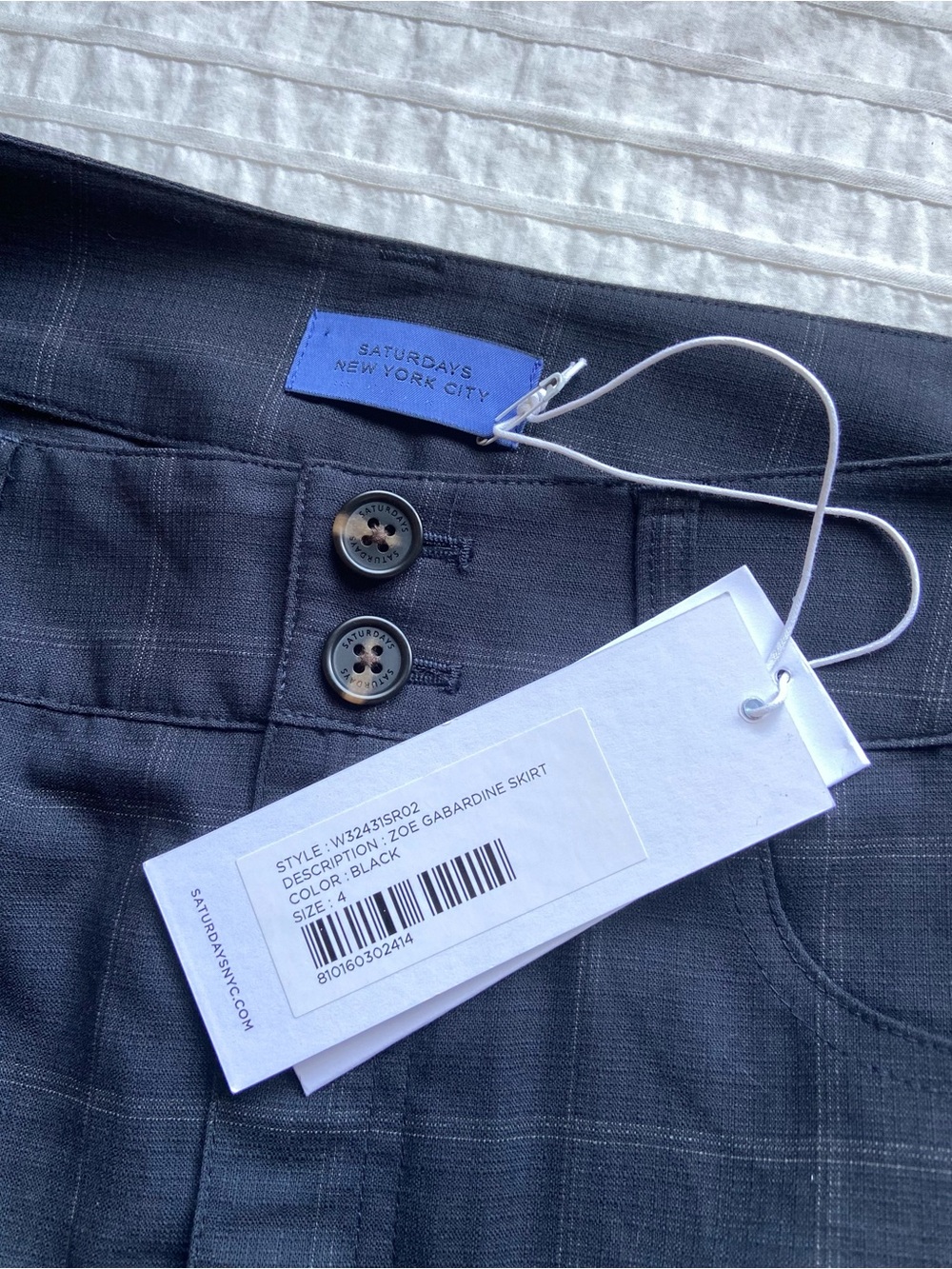 Saturdays New York City Black Windowpane Button-Front Skirt